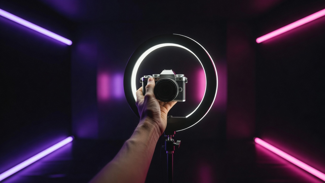 A rising graph on a desk next to a camera and headphones